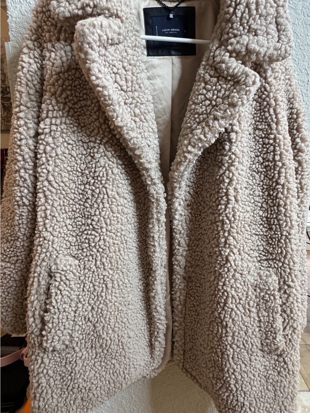 Lucky Brand Women's Cream Sherpa Trench Coat